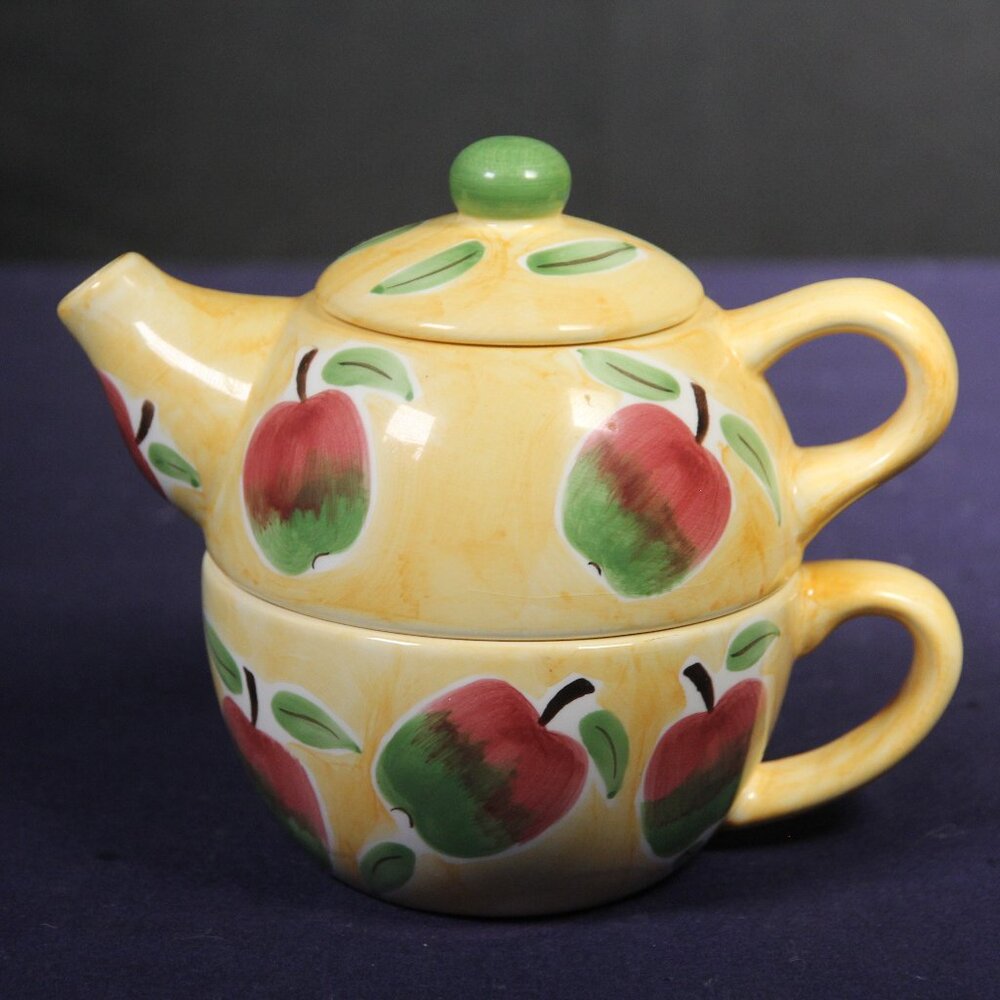 Vintaged Fresh Fruit Autumnal Themed Individual Hand-painted Stacked Teapot